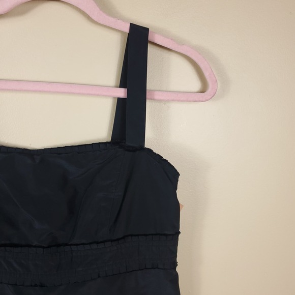 Vintage Lilly Pulitzer Black Ruffled Babydoll Sleeveless Silk Blouse Size 2 - Picture 3 of 10